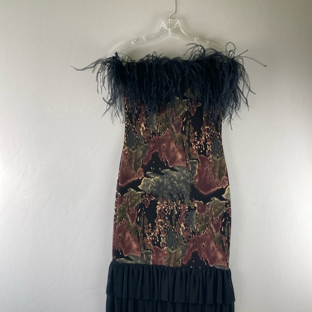 Luce black, plum multi color strapless dress size large